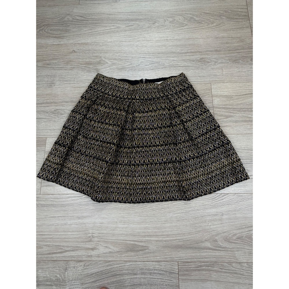Petit Gateau Womens XL Metallic Chevron Mini Skirt Black Gold Silver